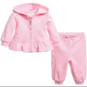 Ralph Lauren Baby Pink Terry Cotton Jogging Set